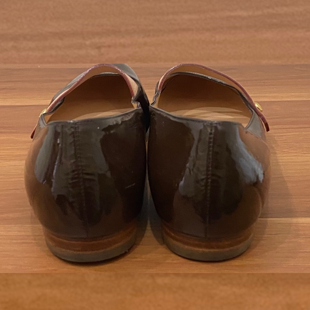 LOUIS VUITTON Brown Patent Leather Monogram Mary Jane Flats Size 37 1/2 - Picture 4 of 16